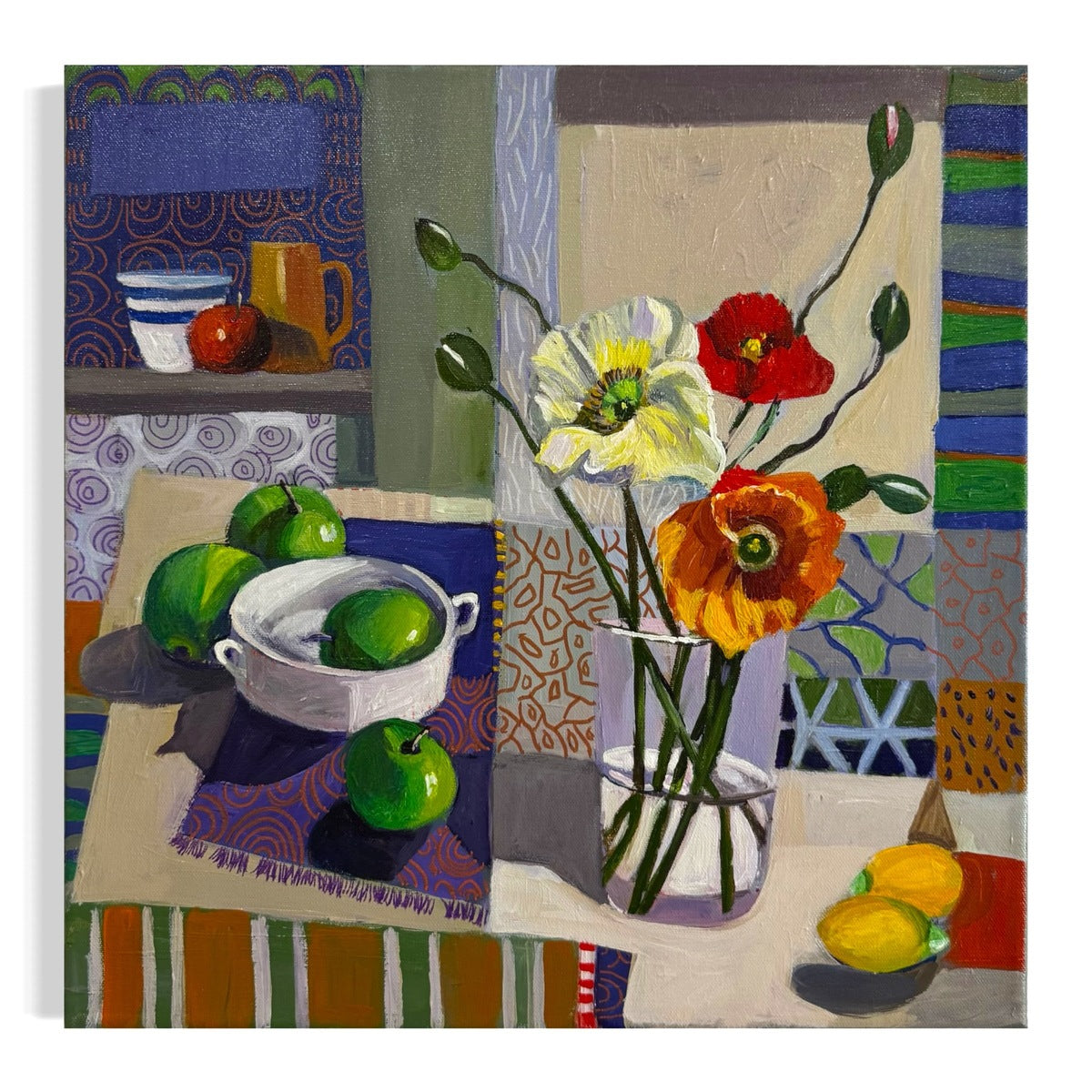 Green Apples with Poppies