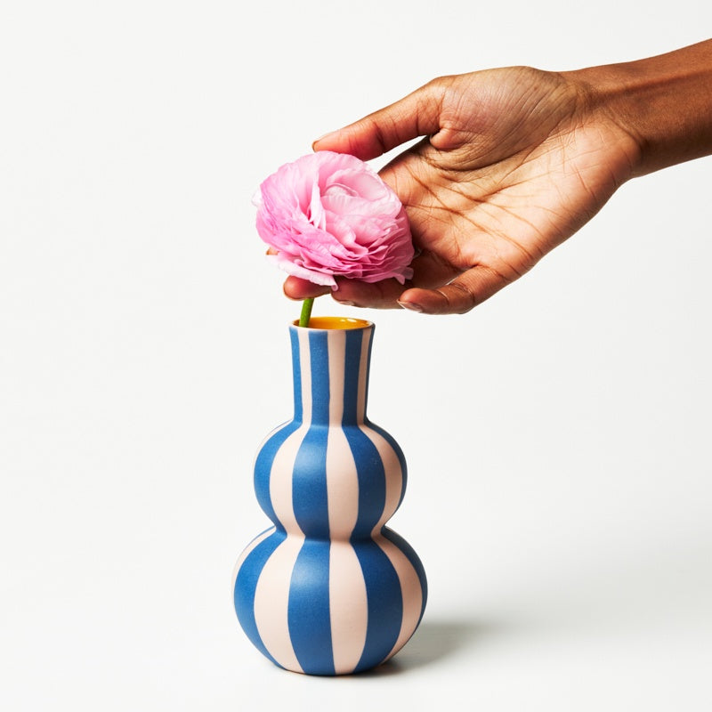 HAPPY VASE BLUE STRIPE