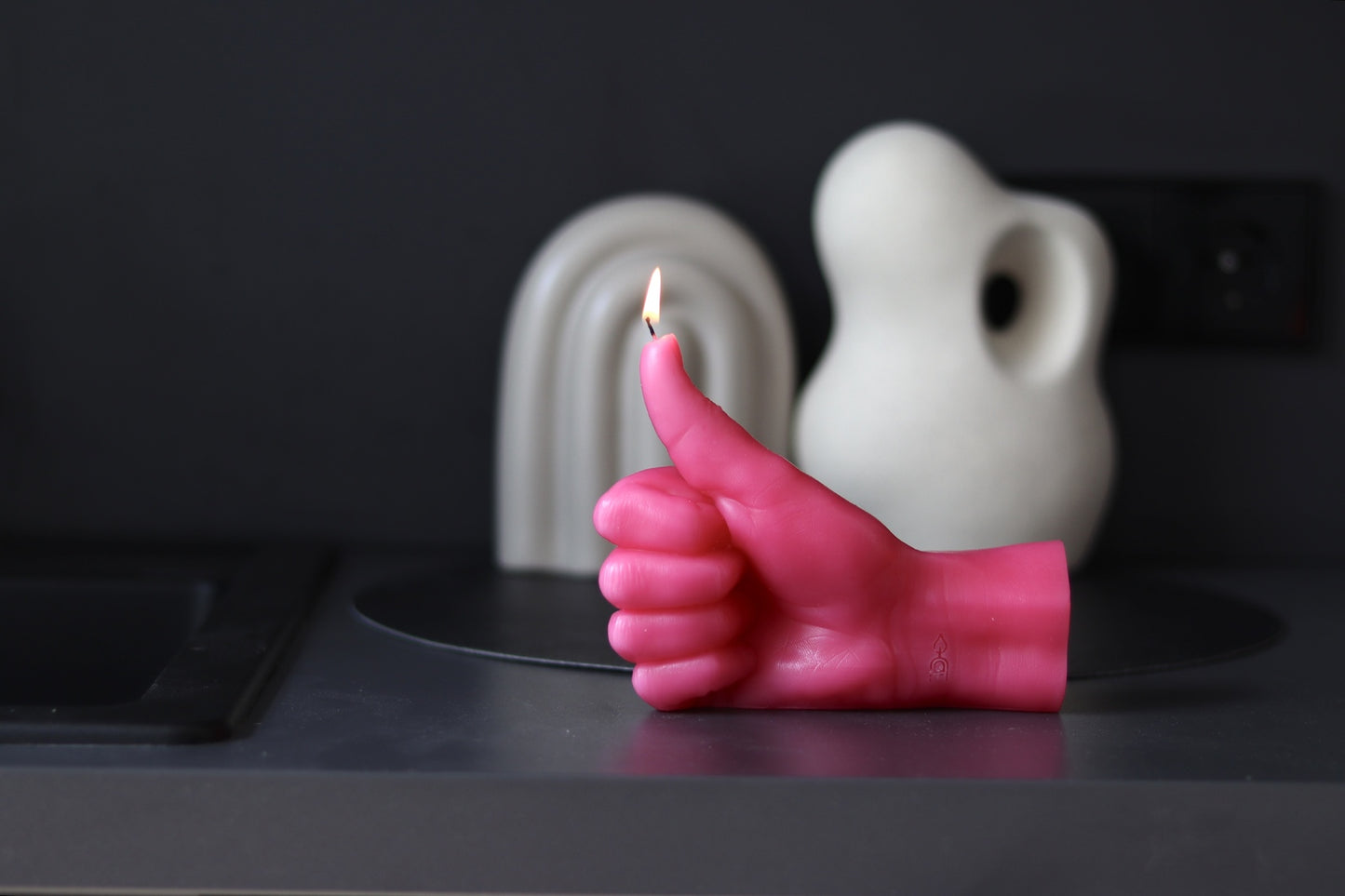 Thumbs Up Candle Hand - Pink