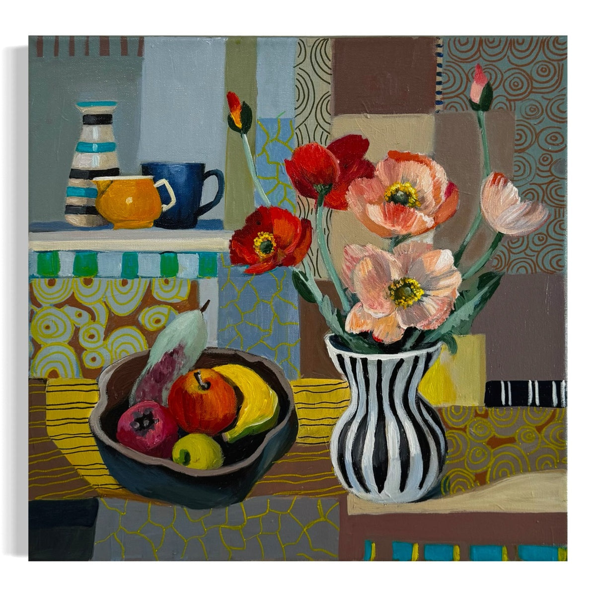 Pink Poppies with Fruit