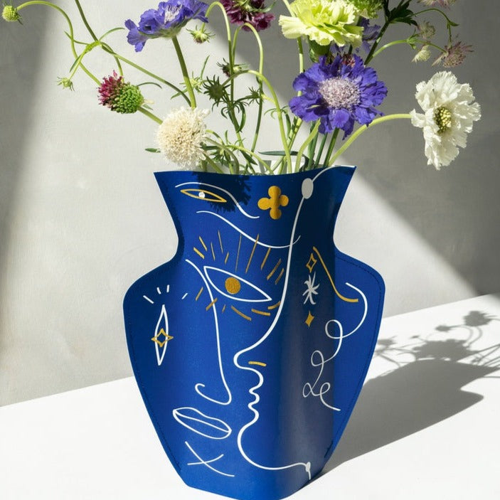 Paper Flower Vase - Large - 'Vasage' Blue