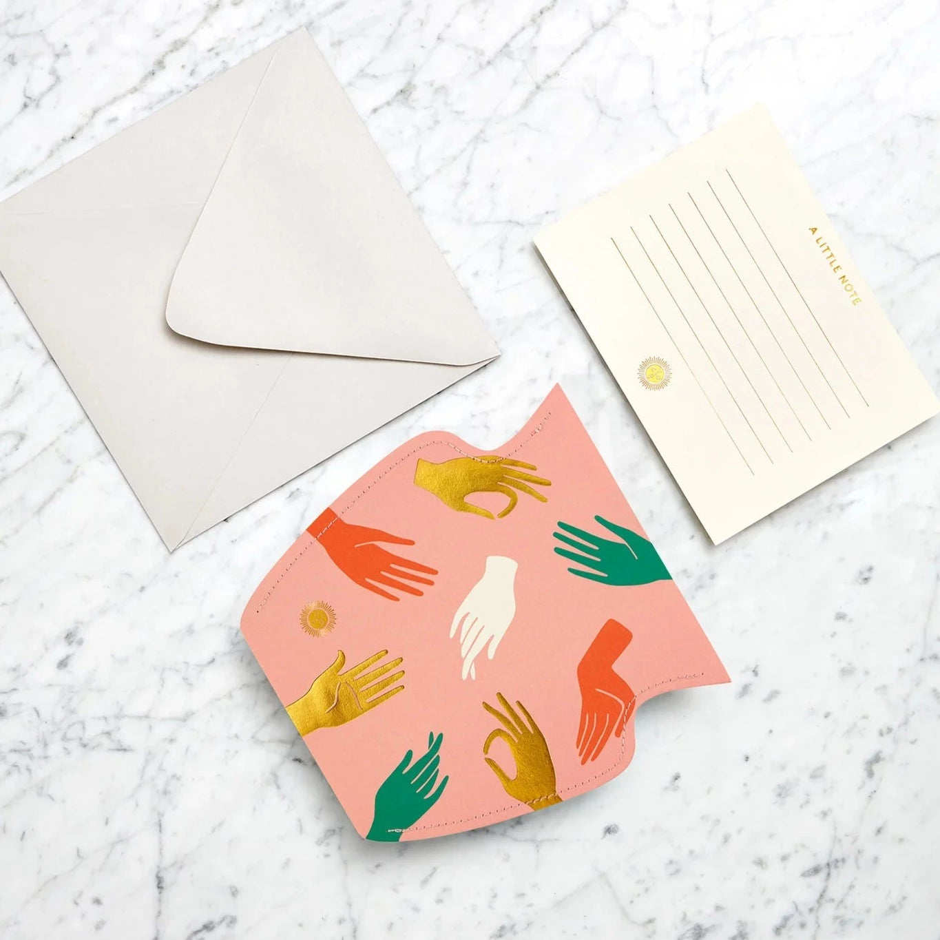 Paper Flower Vase Greeting Card - Small - Hamsa Pink
