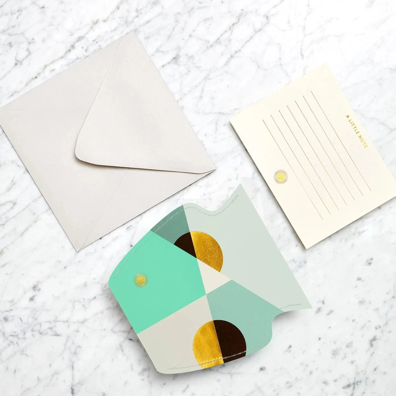 Paper Flower Vase Greeting Card - Small - Siena Mint