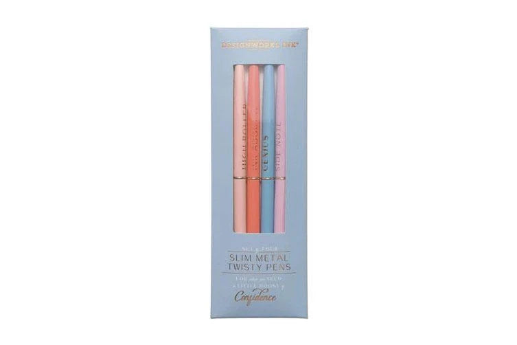 Twisty Slim Metal Pen Set - Set Of 4