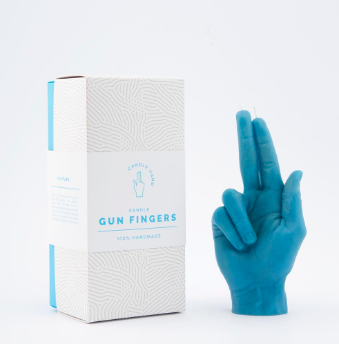 "Gun Fingers" Hand Gesture Candle