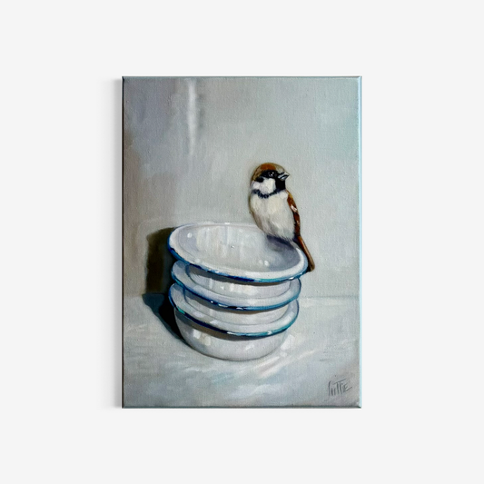 Bird on Stacked Bowls