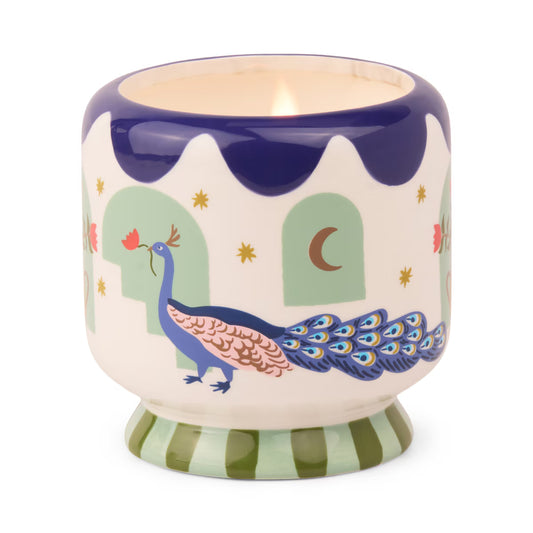 Peacock Ceramic Candle - Misted Lime