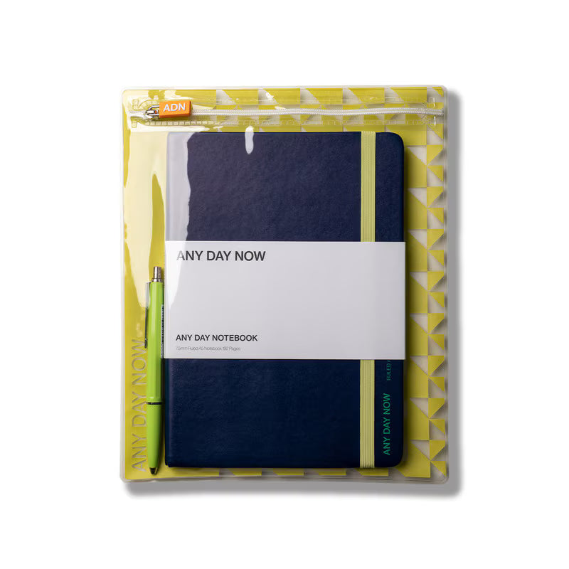 Any Day Now X Ballograf - A5 Notebook & Epoca Ballpoint- Navy & Lime