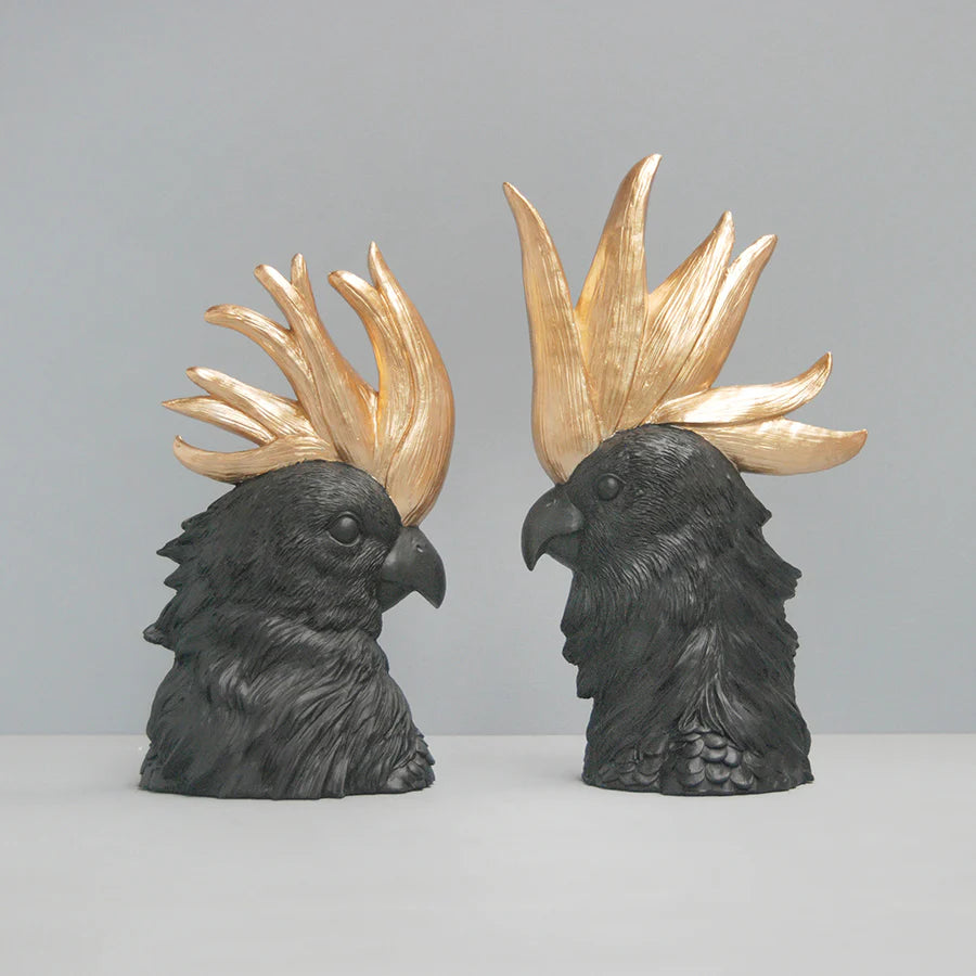Crested Cockatoo (Set) - Black/Gold