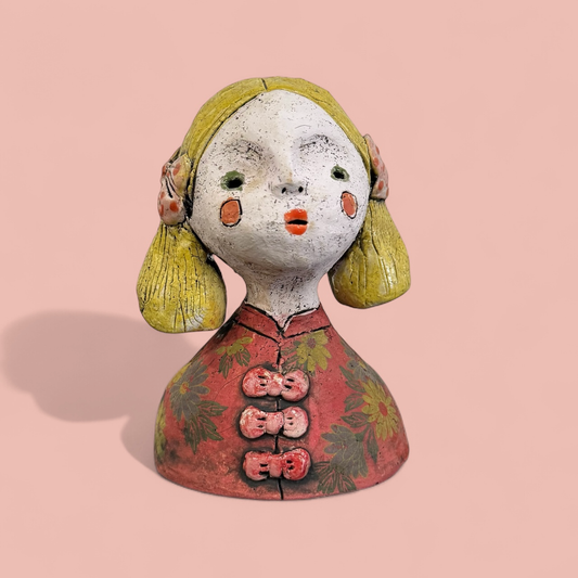 Matte Yellow Ponytail Sculpture