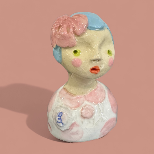 Mini Gloss Blue Bob Pink Dot Girl