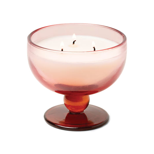 6 oz Rose & Red Tinted Glass Goblet Candle - Saffron Rose