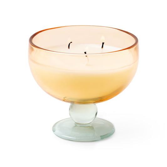 6 oz Yellow & Blue Tinted Glass Goblet Candle - Wild Neroli