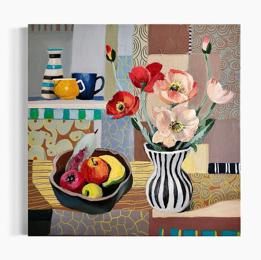 Pink Poppies with Fruit
