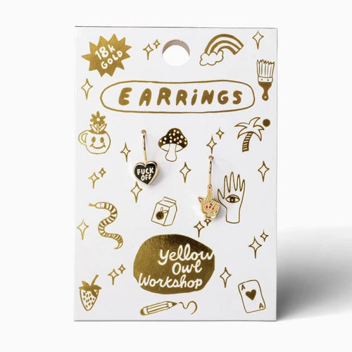 Drop Earrings -F*ck Off Heart & Middle Finger