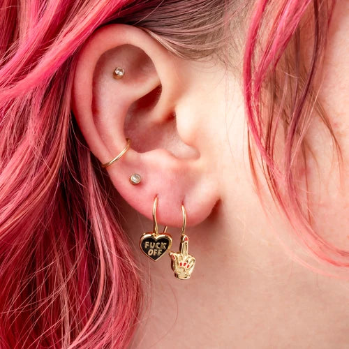 Drop Earrings -F*ck Off Heart & Middle Finger