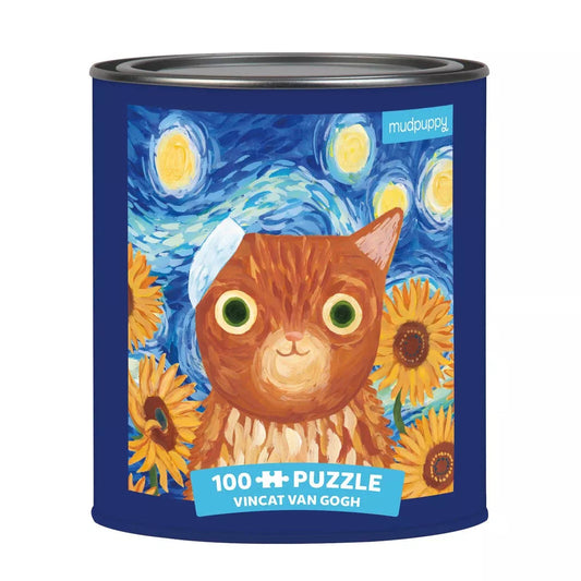 Vincat Van Gogh Artsy Cat - 100pc Puzzle Tin