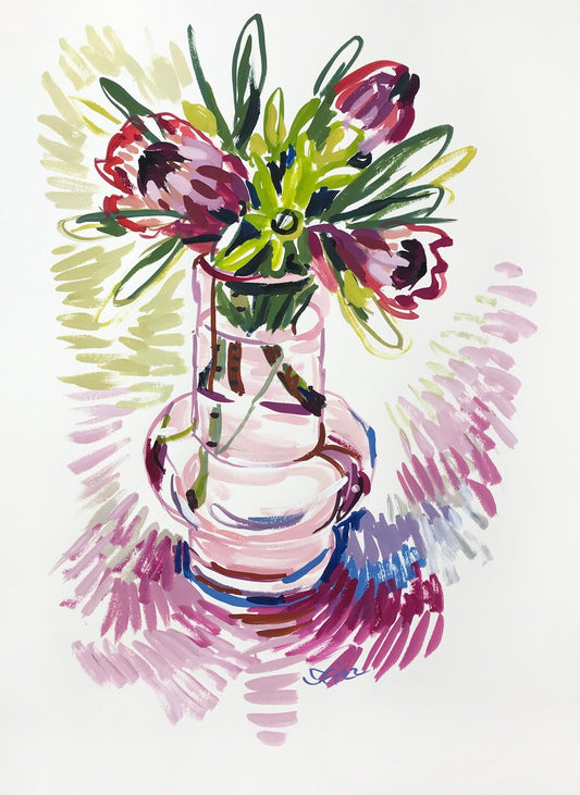 Proteas and Pink Vase Study